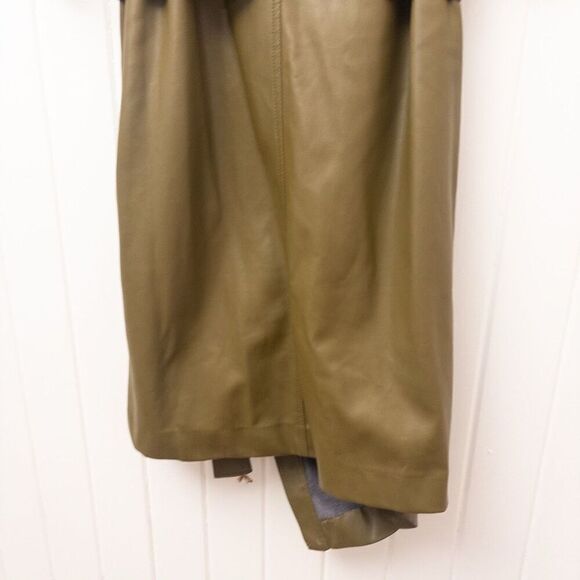The Frankie Shop Zoeyy Faux Leather Wrap Dress Khaki Green Size Small - Picture 9 of 9